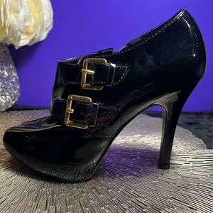 BCBG black open toe bootie